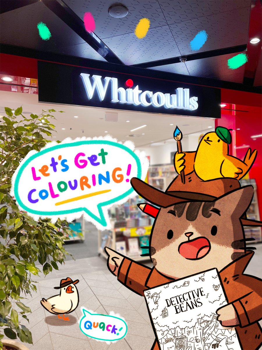 Hey kiwis! Whitcoulls is currently running a Detective Beans: Adventures in Cat Town colouring competition and I'll be personally judging the winners!
While you're there, why not vote for Detective Beans in the Whitcoulls Kids' Top 50 Books list too, eh? 😻😻😻