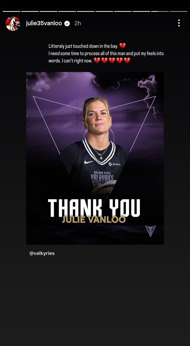 theTylerByrum's tweet photo. So Julie Vanloo wins gold in EuroBasket for Team Belgium - just the second time in the country's history - flies back to the United States to report to the Valkyries, missing her team celebration in Brussels...

And gets waived before her plane even touches down in San Fran. https://t.co/igDDpHL0dW