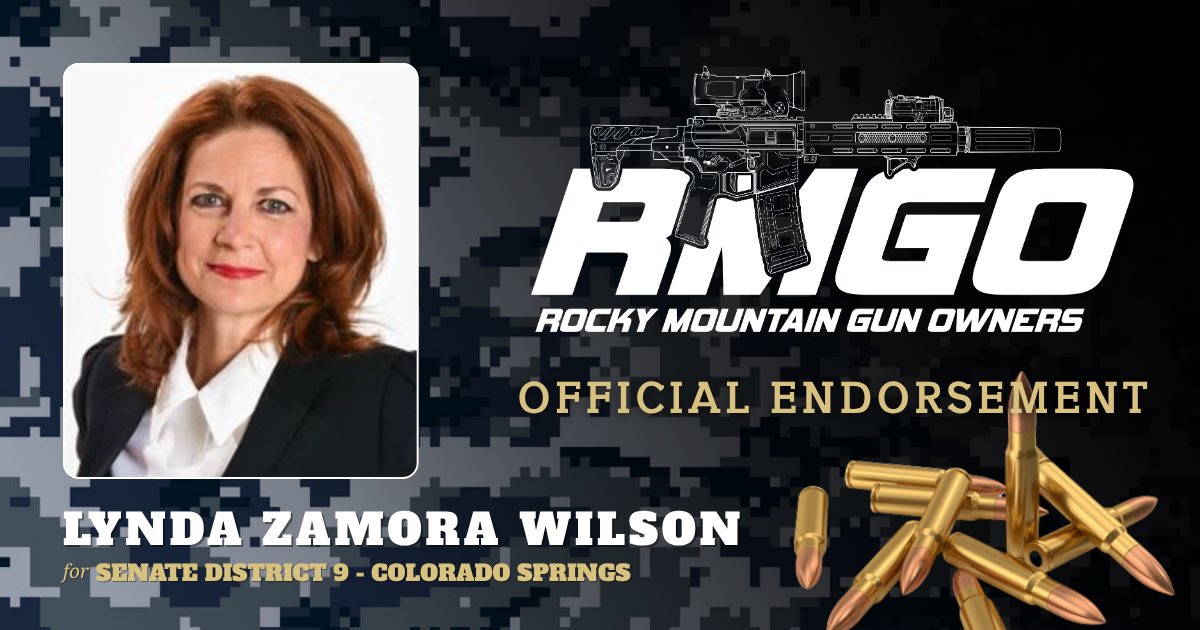 🚨 Endorsement Alert 🚨 

We are proud to throw our full support behind Lynda Zamora Wilson for the SD-9 vacancy.

Lynda has returned a 100% survey and will wage war against the gun grabbers in Denver.