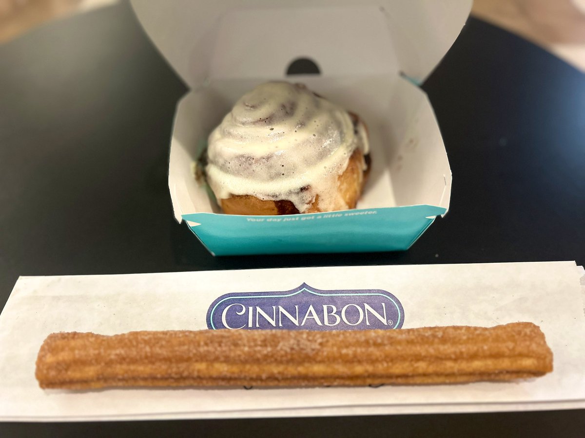 DCOutlook's tweet photo. Could someone please explain the “allure” of @Cinnabon? I’m stumped. Their Classic Roll costs a tidy $6.79 and packs a robust 880 calories. Mine was downright cold, with minimal frosting and (remarkably) even less cinnamon flavor. Truth be told, it tasted of nothing. I can only assume it had been sitting there all day. Almost as bad? $3.79 for a skinny Churro Stick that was probably sitting next to my Cinnamon Roll hour for hour. It had some taste, but shouldn’t cost more than 2 bucks. Needless to say, I won’t be back: There aren’t enough airports or train stations in the world to justify it. Grade: D-