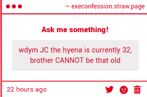 Execonfession's tweet photo. Confession N°48
(sorry for taking so long to upload this one,the account owner sadly has a job) https://t.co/9G8VS6L3aY