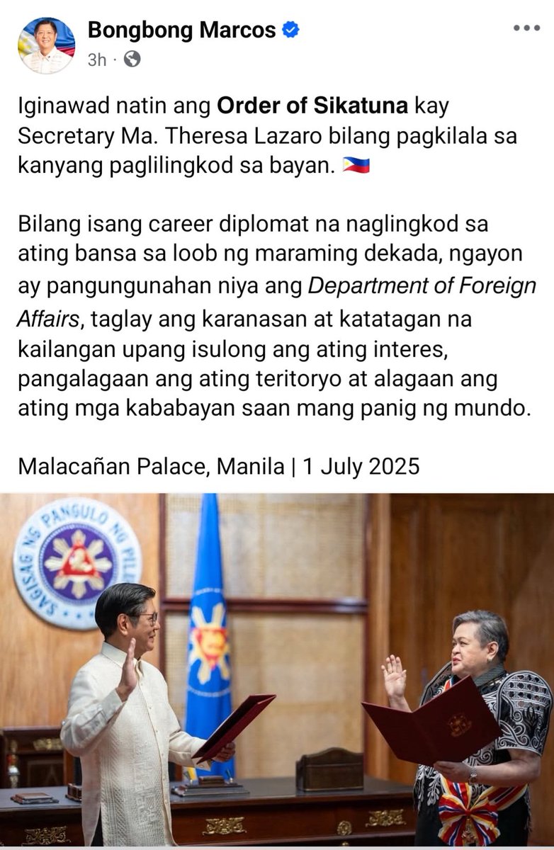 Lubos puso kong pinasasalamatan si Pangulong @BongbongMarcos sa kanyang pagtitiwala at pagbibigay ng pagkakataong makapagsilbi bilang Kalihim ng Ugnayang Panlabas @dfaphl 🇵🇭