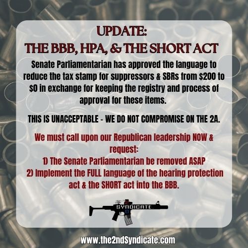 the2ndSyndicate's tweet image. URGENT UPDATE!
It is time our Republican leadership steps up and FIRES the Parliamentarian NOW.
We want the FULL language of the hearing protection act and the SHORT act in the Big Beautiful Bill.
Now is the time.
EMAIL.
CALL.
HIT THEM UP ON X.
NO MORE NFA!