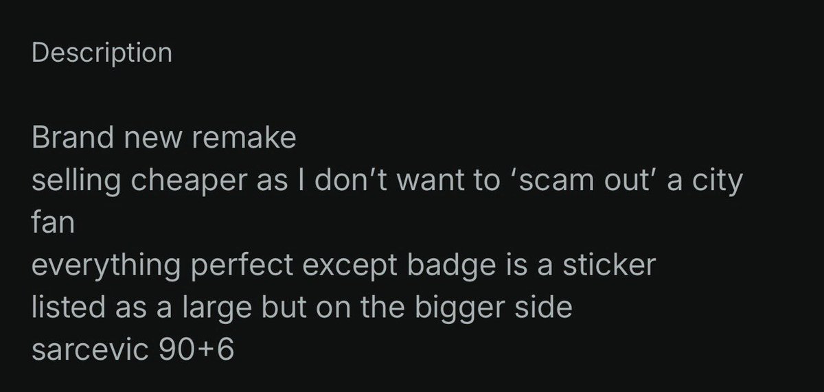 LukeDyson1903's tweet photo. This scumbag tried to flog a shit fake for £50 on Vinted. Called him out so he shat it and blocked me, and reduced the price. Still ended up selling it for £29 so doubled his money!

He’s now selling more. I’ve already reported but make this twat famous City fans 👍 #bcafc https://t.co/KfDKa1wMi3