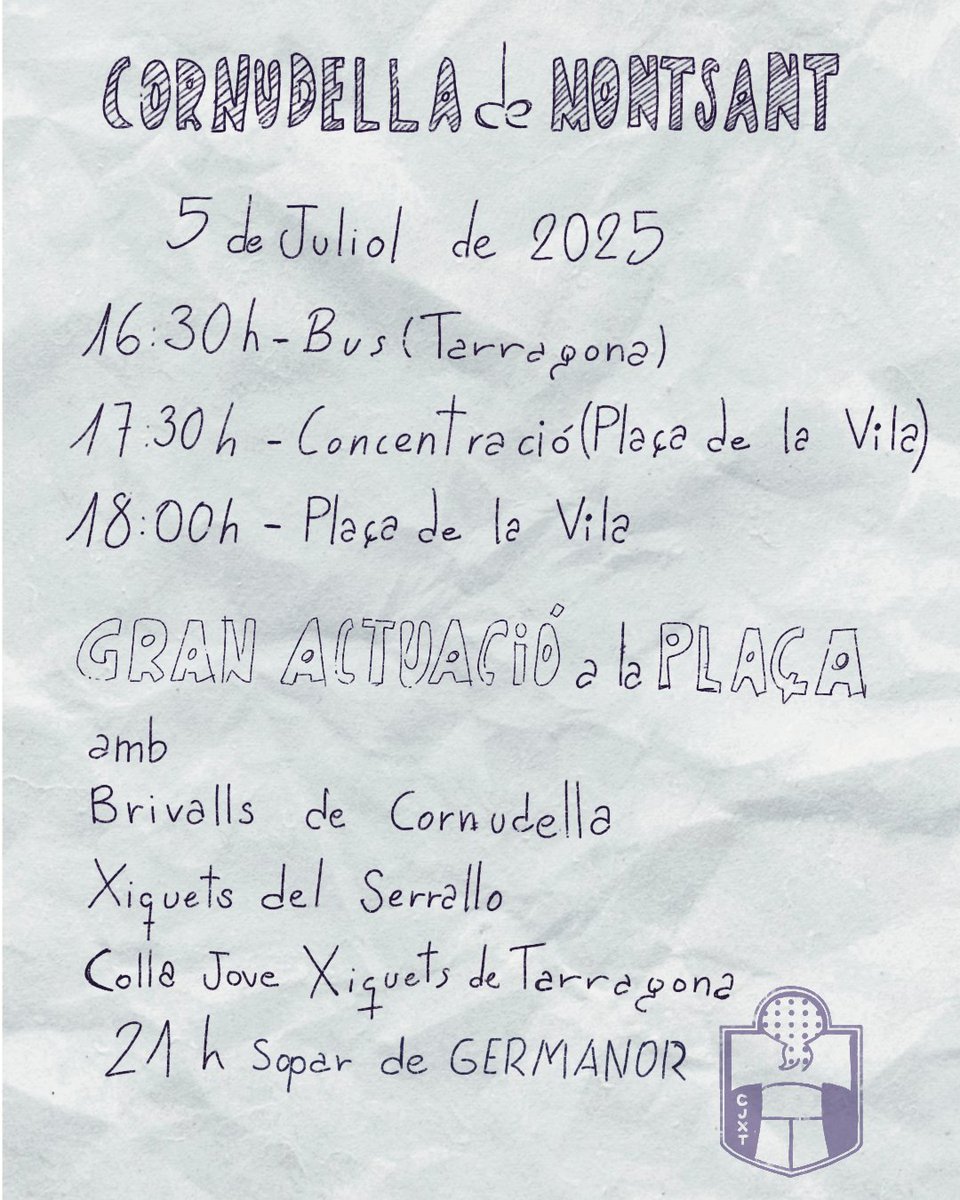 💜 Aquest dissabte volem tancar un cercle.

🎯 Tornem, de nou, a Cornudella. I tenim ganes de sumar-hi més emocions.

#TotElQueCompartim #castells