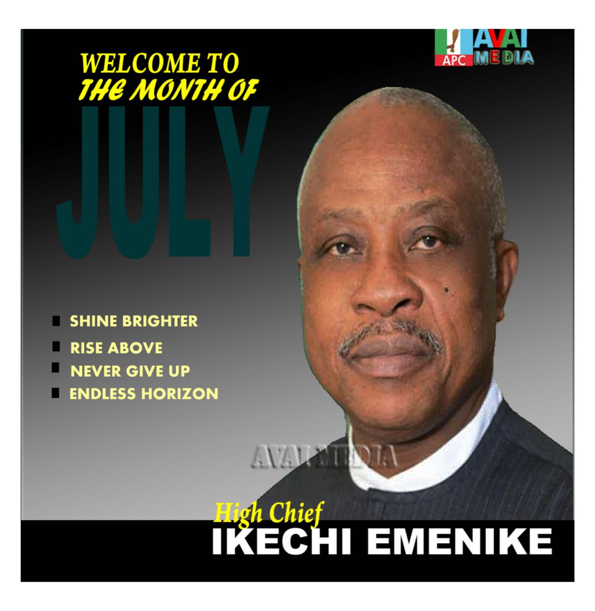 AbiaAvai's tweet photo. Happy New Month, Abia!
July is here a fresh chance to dream, build, and believe again.
On behalf of High Chief Ikechi Emenike, we say:
This is our season of progress, purpose, and people-driven change.Let’s walk boldly into greatness.
#TheEmenikeMovement 
IFEDI OKEKE, AVAI MEDIA https://t.co/GQC4yYJvzI