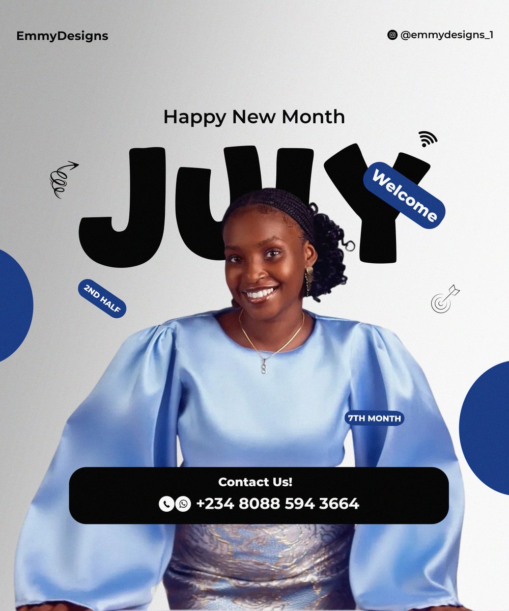 EmmyDesigns_1's tweet photo. 🌞 Hello July!
Welcome to the second half of 2025 — a fresh page, a new beginning.
May this month bring clarity, consistency, and success in all you do.
Let’s finish the year strong! 💪
#HappyNewMonth #July2025 #SecondHalfStrong https://t.co/W3rGDKjbga