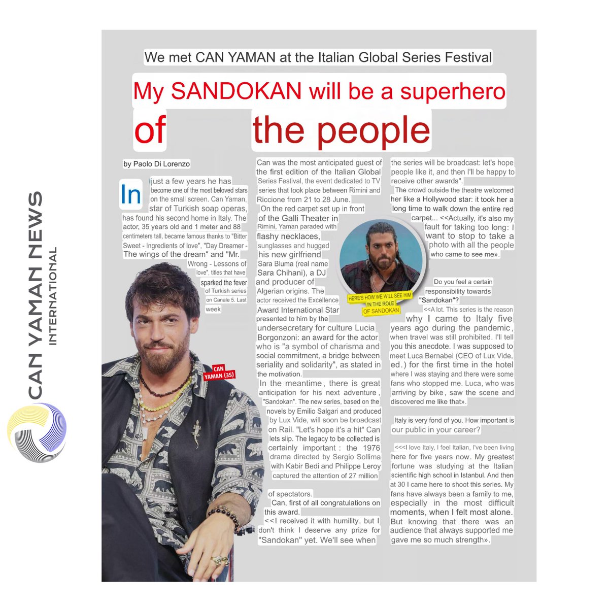 CanYamanNewsInt's tweet photo. 🇮🇹🗞️| TV Sorrisi e Canzoni - My #Sandokan will be superhero of the people. 

#CanYaman 

Translation to 🇬🇧 👇 https://t.co/yyaRjgDep3