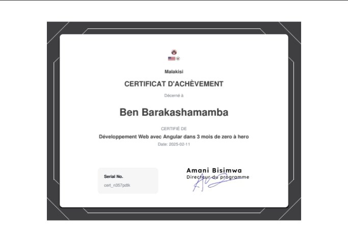 BBarakashamamba's tweet photo. Fin d’un chapitre, début d’un nouveau !  
Après 3 mois de formation intense avec #Malakisi via @drcmind, je suis désormais certifiée en développement Angular 💻  
Merci à nos formateurs @AksantiBahiga @AmaniBisimwa @LouisMusole 🙏  
#Angular #Malakisi #DRCMind #WomenInTech 🚀 https://t.co/9KXsaRjvVw