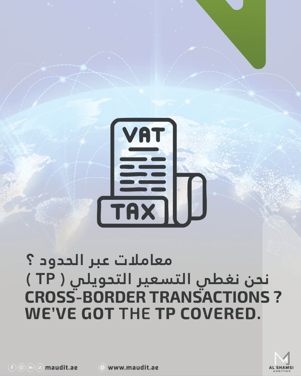 maudit_ae's tweet photo. Cross-border deals? Stay compliant with the right Transfer Pricing strategy. 🌍
UAE rules require proper documentation for related-party transactions—avoid penalties with expert guidance.
📧 info@maudit.ae | 📞 +971 4 2225 774
🌐 https://t.co/OiFwHYpb37
#TransferPricing #UAEtax https://t.co/dGbfEkNkRv