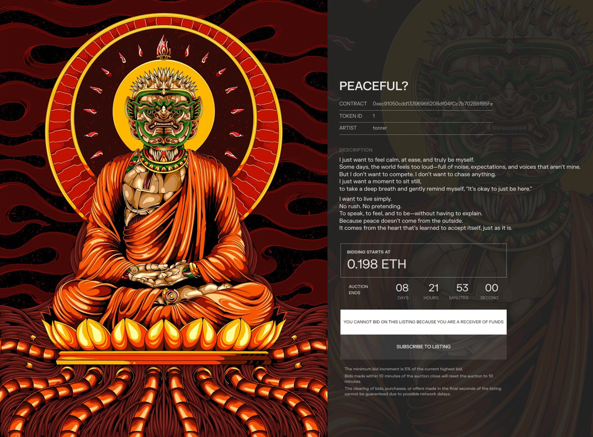 PEACEFUL? 

1/1 
available <a href="/manifoldxyz/">manifold.xyz</a>