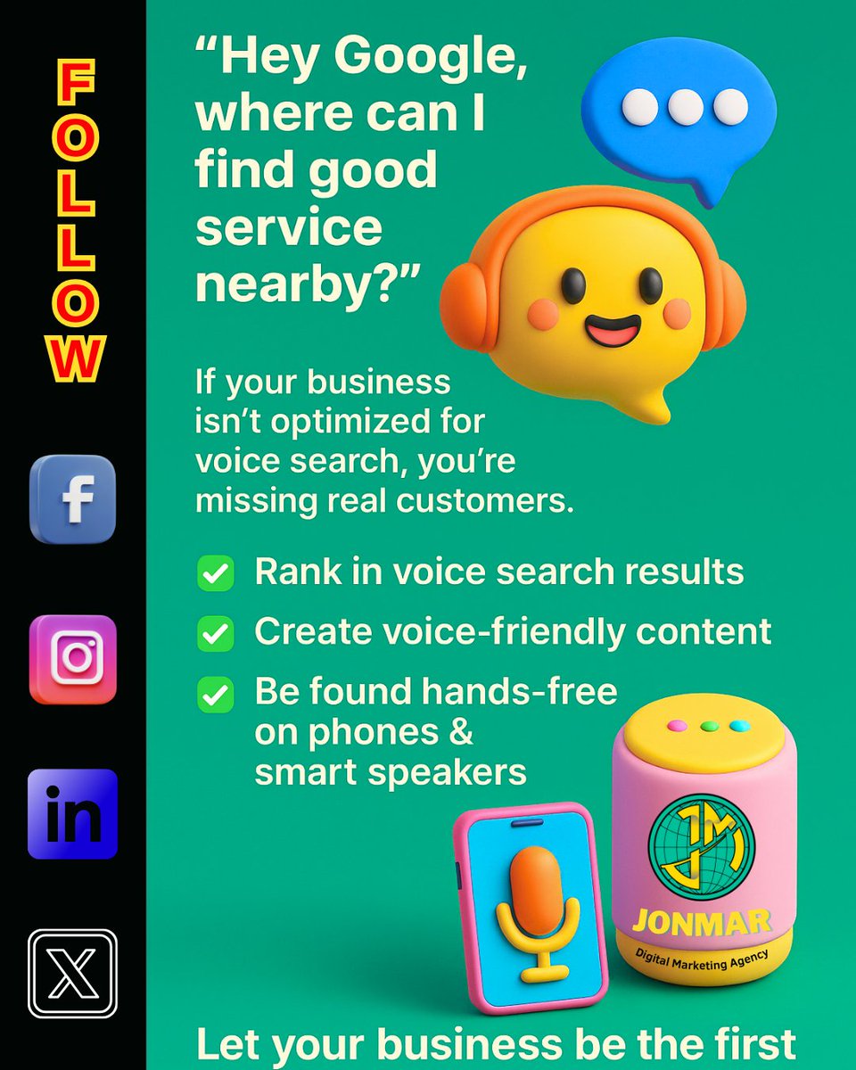 JonMarStore's tweet image. 🎙️ Voice search is the new SEO frontier.

At JonMar.Store, we:
✅ Optimize for hands-free searches
✅ Help you show up on smart speakers
✅ Make your brand the first spoken result

#VoiceSearch #JonMarStore #SEO2025 #SmartMarketing #DigitalGrowth