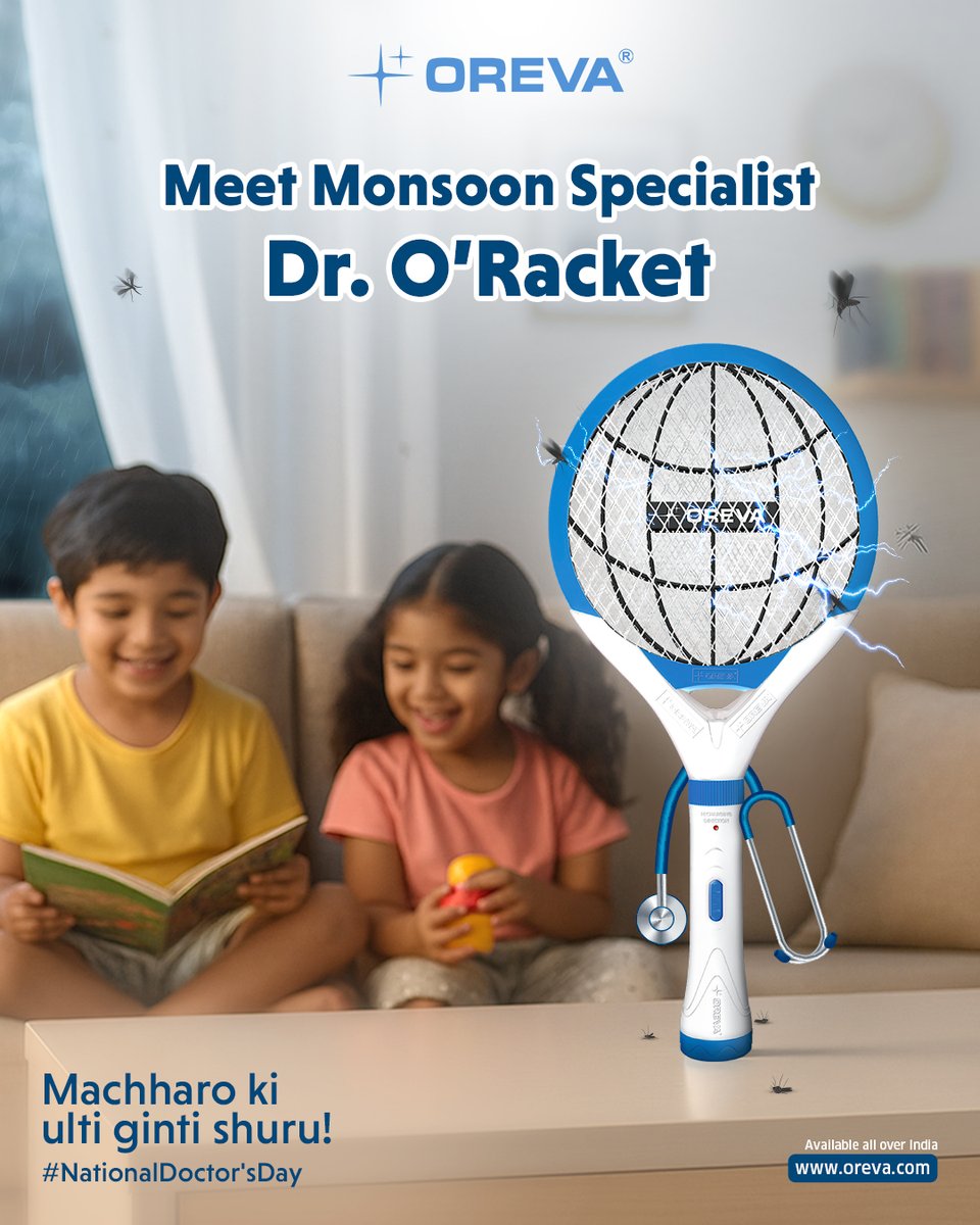 OrevaGroup's tweet photo. Oreva Racket – The Doctor of the Monsoon You Didn’t Know You Needed.
This Doctor’s Day, we honour the real heroes who heal and protect us.

[National Doctors Day, Oreva Racket, Monsoon, MadeInIndia, Mosquito Free Nights, Monsoon Protection] https://t.co/ZuGlq6XHOC