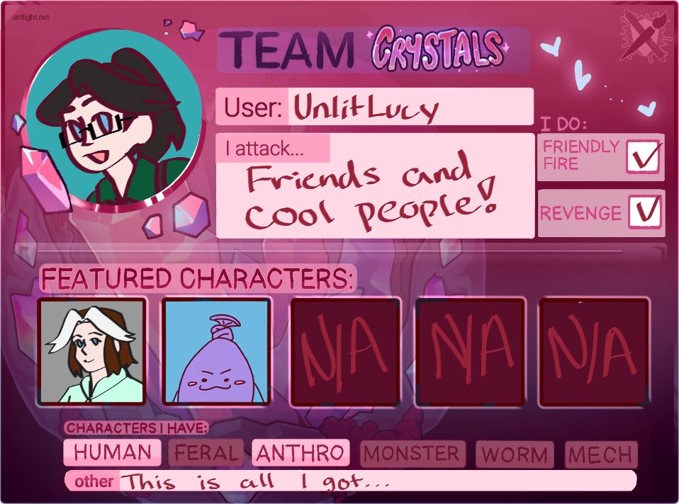 HEY YALL! I’m joining art fight this year! Be prepared to be struck!! #artfight #teamcrystal