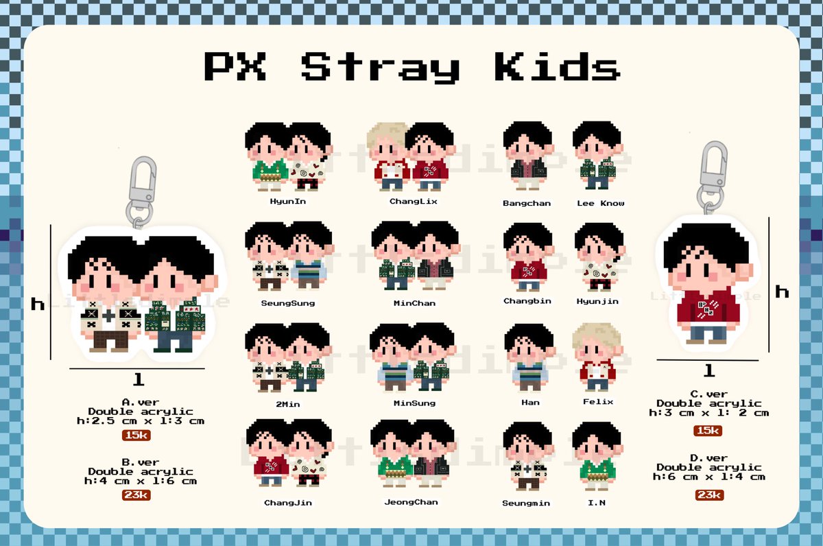 ╰➤ Fanmade px stray kids
Inspired by skzcode ep skz-ary town

     ✮ help rt &amp; like
     ✮ pre-order 1 - 7 july
     ✮ shipping co event 25.7.25
     ✮ kindly check form for any request

Order form : forms.gle/f5cujDw4sQNEXW…

t. aab fanmade stray kids pixelart
