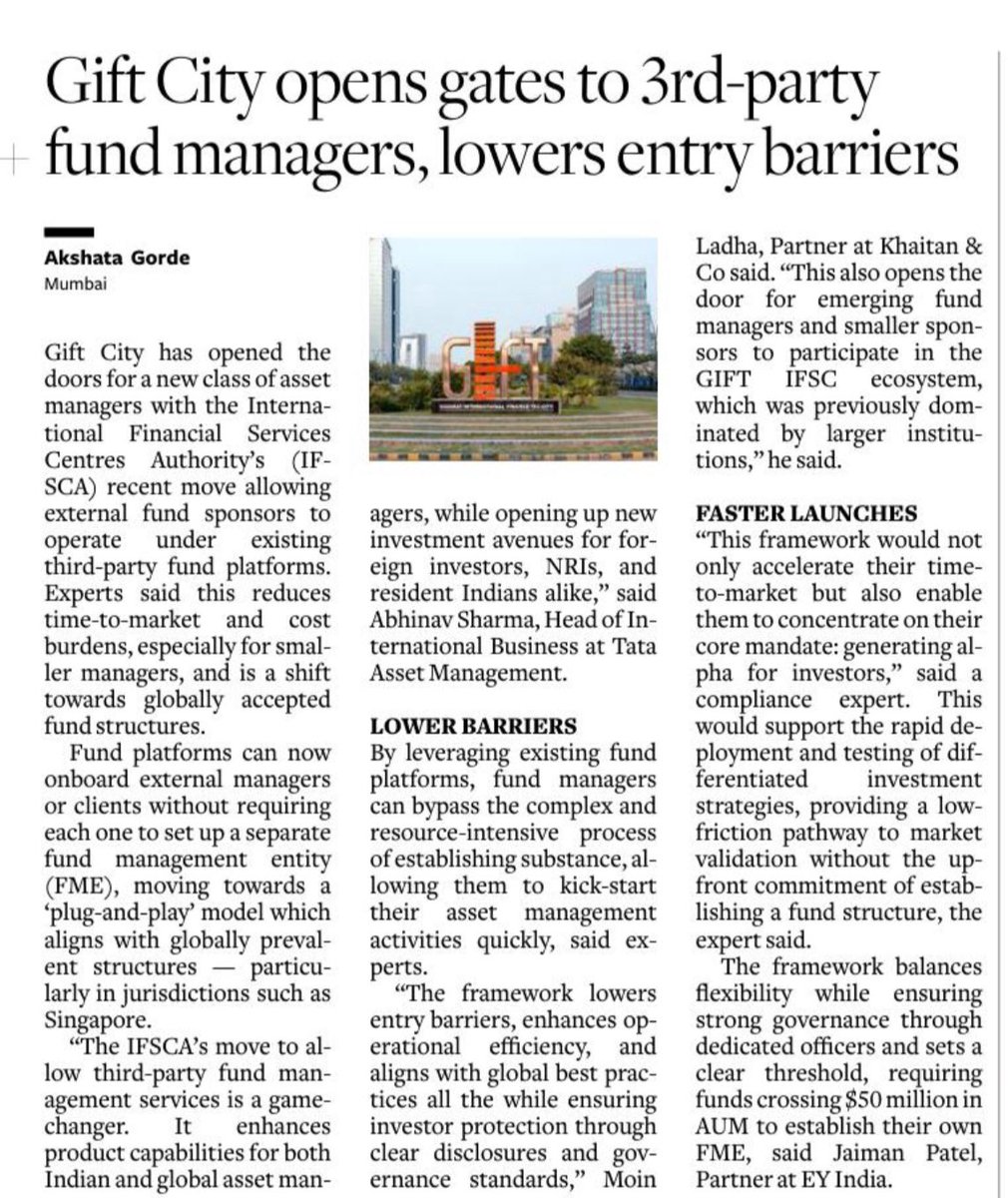 omahuja's tweet image. Big boost for fund managers at GIFT City! 🇮🇳 IFSC lowers entry barriers for 3rd-party fund sponsors, enabling faster launches, lower costs &amp;amp; greater flexibility. A game-changer for global investors, NRIs &amp;amp; emerging managers. #GIFTCity #IFSC #FundManagement #RealEstate