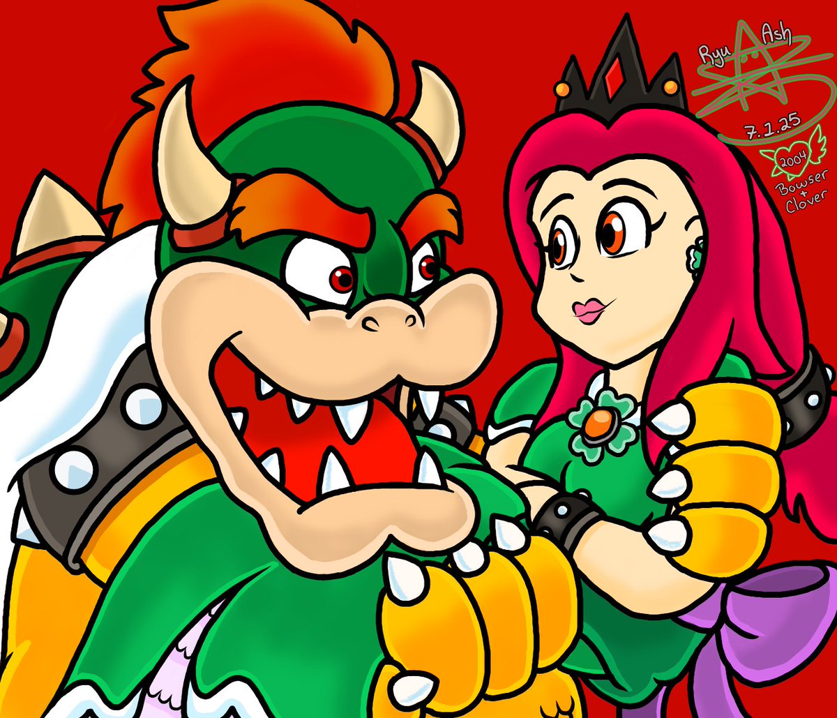 xRyuAsh's tweet image. I drew something special, and attempted it in Yoichi Kotabe's artstyle.
Unsure exactly when I started drawing Clover, but the oldest physical piece of art I have saved dates to this day back in 2004.
Celebrating 21 confirmed years together with Bowser!
🔥💞🍀