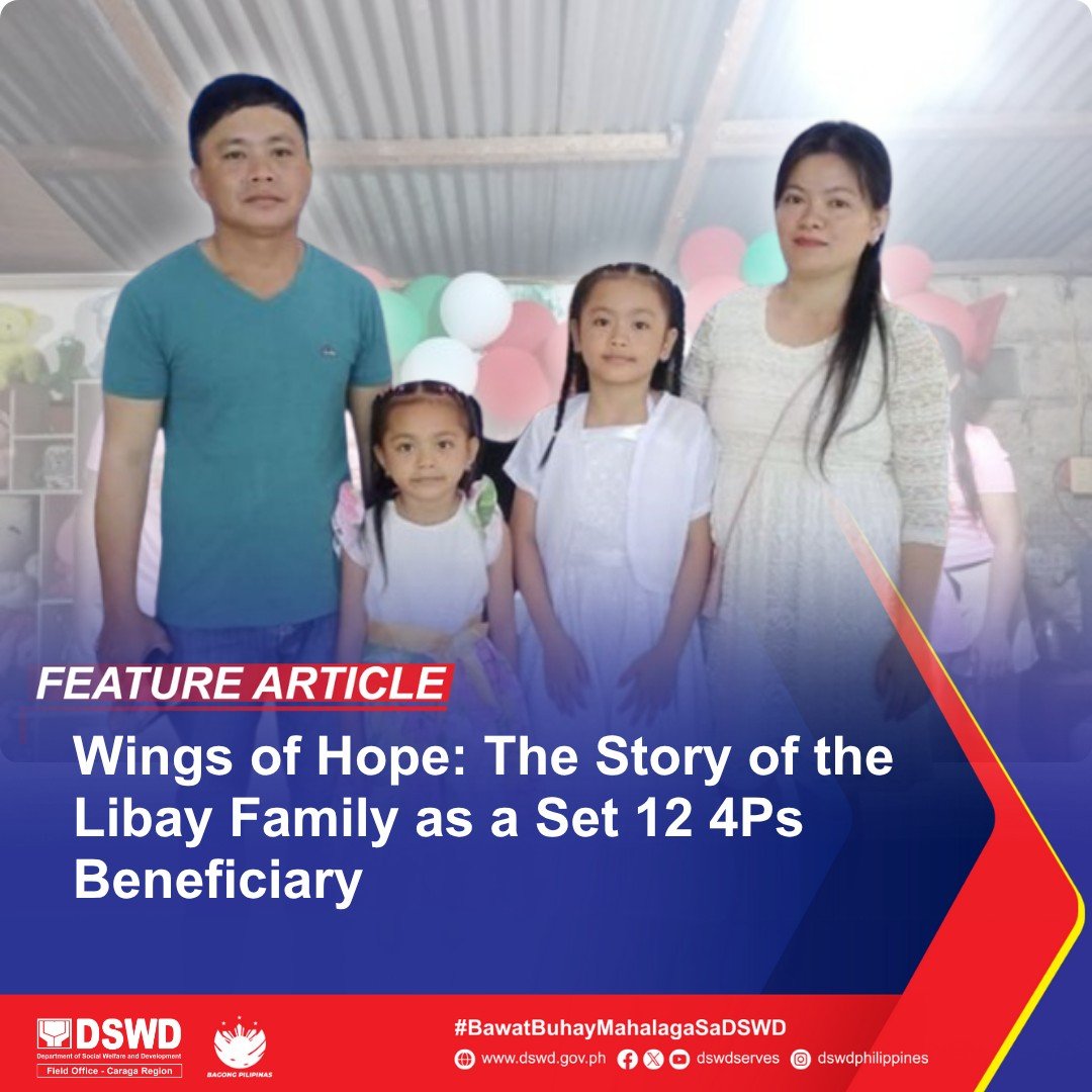 Before 4Ps, the Libay family lived in hardship. Married young, they struggled—until hope came through Pantawid in 2023. #4Ps #DSWDCaraga

READ MORE: caraga.dswd.gov.ph/.../wings-of-h…