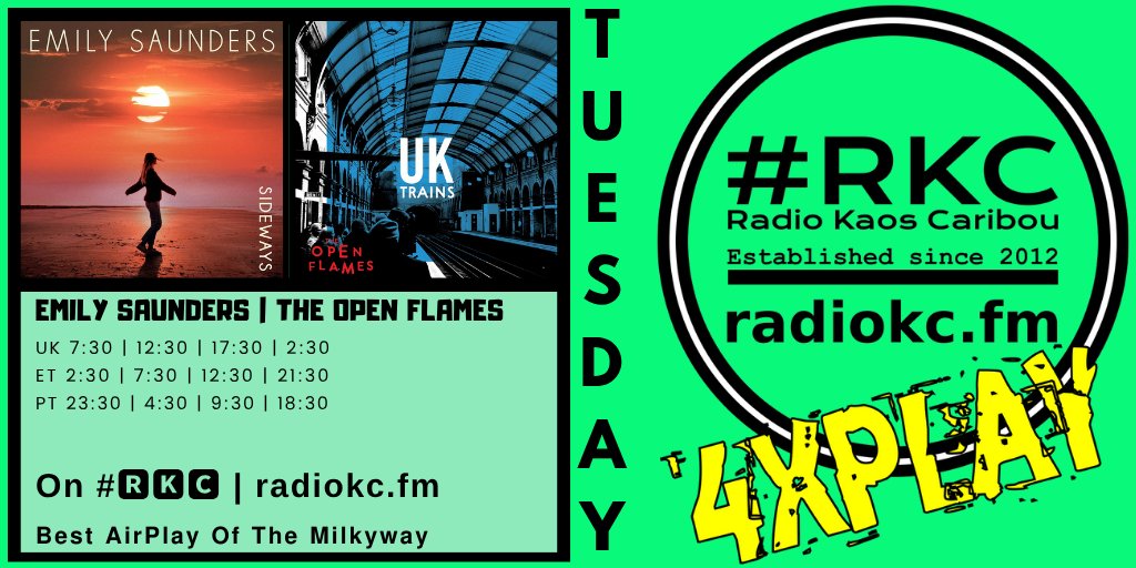 #๐ฅ๐๐ (@radiokc) on Twitter photo โโโโโโโโโโโโโโ
#TUESDAY 7โ1 ๐ฐ๐
๐ฃ๐๐๐ฌ๐ฆ NOW
๐ด<a href="/emilysounds/">Emily Saunders</a> - Sideways
๐ emilysaunders.co.uk
๐ด<a href="/the_open_flames/">The Open Flames</a> - UK Trains
๐ theopenflames.com
on #๐๐
บ๐
ฒ ๐ป radiokc.fm
โโโโโโโโโโโโโโ โโโโโโโโโโโโโโ
#TUESDAY 7โ1 ๐ฐ๐
๐ฃ๐๐๐ฌ๐ฆ NOW
๐ด<a href="/emilysounds/">Emily Saunders</a> - Sideways
๐ emilysaunders.co.uk
๐ด<a href="/the_open_flames/">The Open Flames</a> - UK Trains
๐ theopenflames.com
on #๐๐
บ๐
ฒ ๐ป radiokc.fm
โโโโโโโโโโโโโโ
