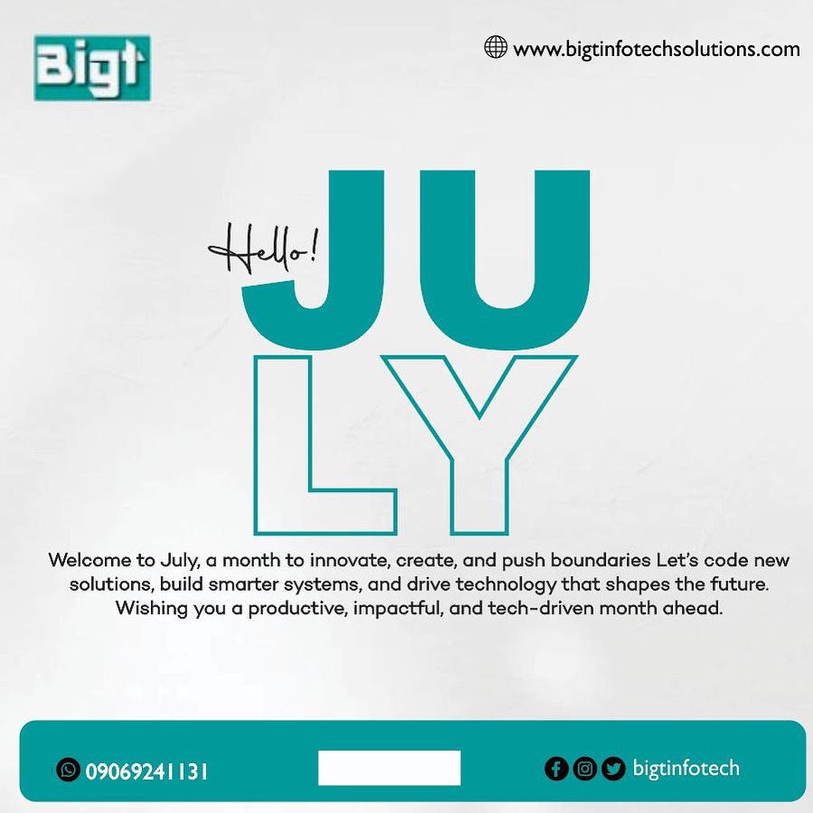 bigtinfotech's tweet photo. Welcome to a new month filled with fresh opportunities and renewed energy!

At BIGT Infotech Solutions, we’re committed to powering your growth with innovative tech solutions and unwavering support.

Let’s make this month productive!

Cheers to progress and possibilities. https://t.co/68okQcbDgK