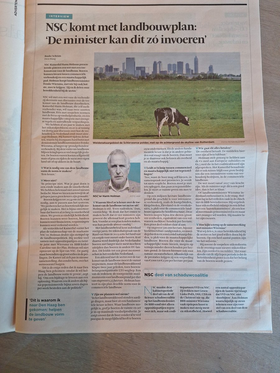 #harmholman #FD vergoeding voor natuurbeheer door boeren.  1000 tot 2500 euro per ha. Even rekenvoorbeeld. Ik wil daar grond voor kopen! Kost 100000 euro per ha. Maal 6% rente is 6000 euro daarboven waterschap e.d. lasten. 
Hoe moet ik natuur beheer betalen Harm???