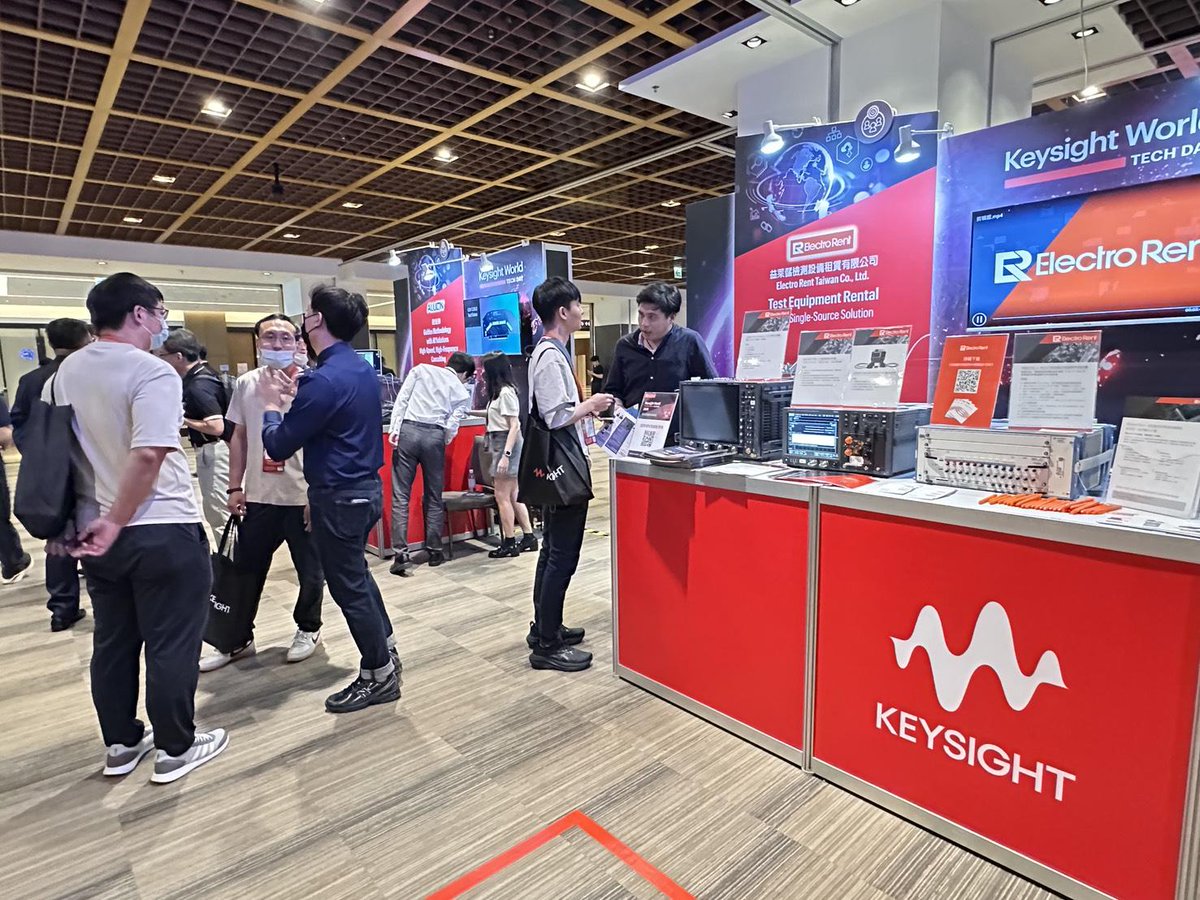 ElectroRentAPAC's tweet image. All set up and live at Keysight World Tech Day in Taipei!

We're here talking about 1.6T Ethernet testing, smarter ways to manage test equipment, and how renting can help you stay ahead—no big budget needed. Come say hi if you're around! 👋 

#keysightworldtaipei #keysightworld