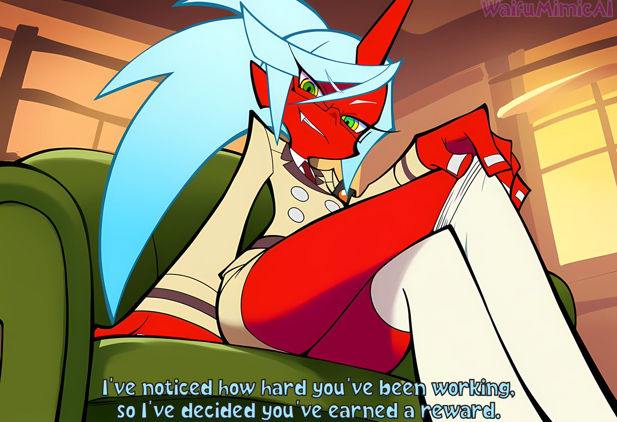 WaifuMimicAI's tweet photo. Tried something a bit different here, adding some dialogue and making a bit of a plot. Panty &amp; Stocking is my favorite anime of all time, and I'm super hyped for season 2 coming in a few days. Also Kneesocks is best girl.
#aiart #ainsfwart https://t.co/ZDId31Su8s