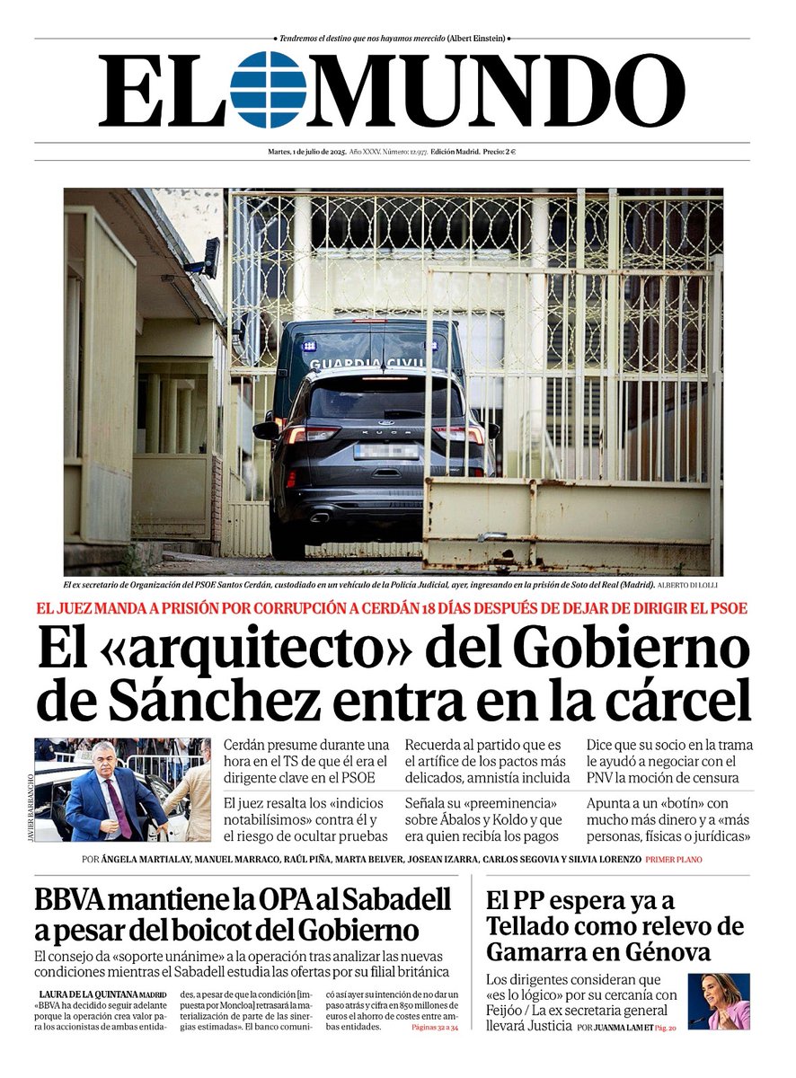 elmundoes's tweet photo. ☕  ¡Buenos días!
📰 La portada de El Mundo https://t.co/5qb9D1FFLG