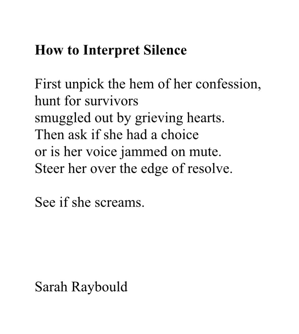 Here is my offering on the subject of silence. Thank you for hosting <a href="/blackboughpoems/">Black Bough Poetry / Barddoniaeth Y Gangen Ddu</a> and <a href="/MatthewMCSmith/">Matthew M C Smith</a> 
Happy reading <a href="/soopoftheday/">Sue Finch (she/her)</a>