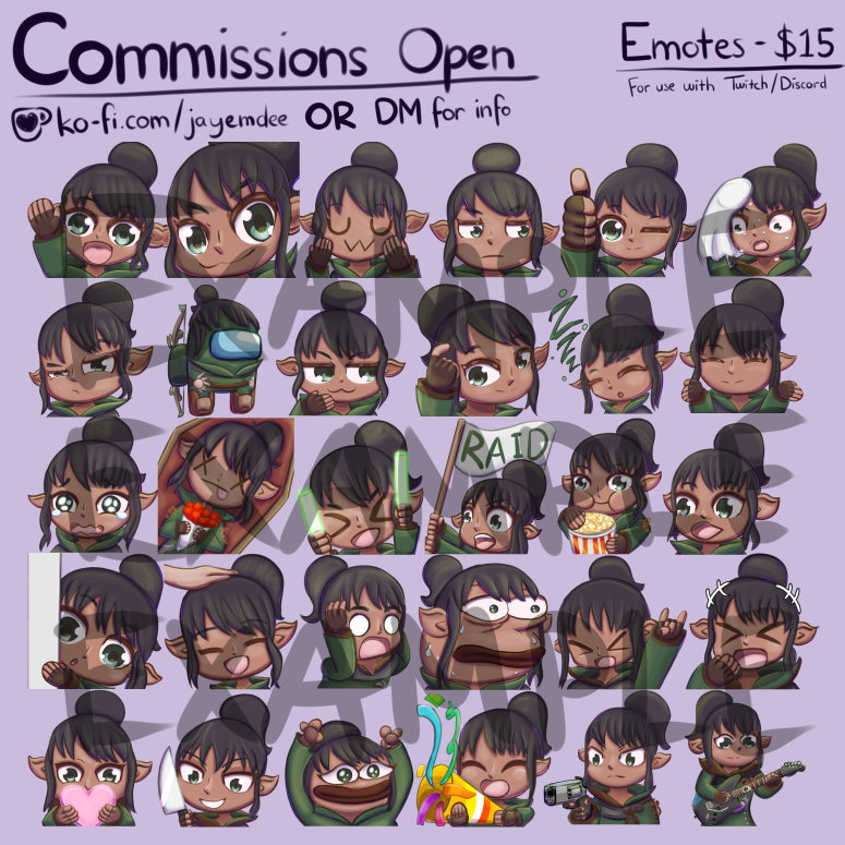 Job Hunting has been a nightmare lately. So while I continue looking for work I've decided to open up commissions to help lessen the unemployment blow.
Just Emotes for now because that's what I'm comfortable with. 
The link is in my bio or you can just DM here.