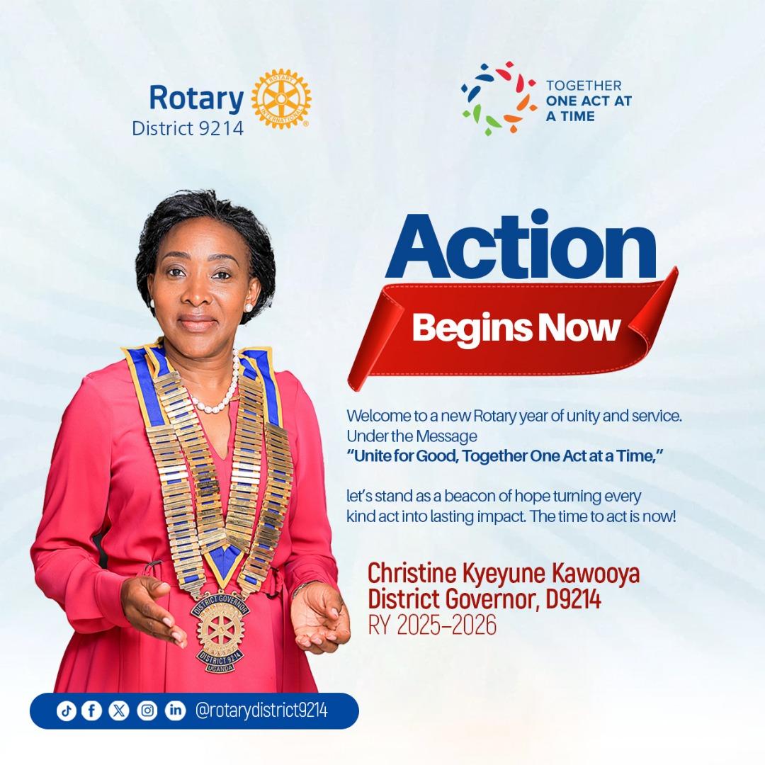 Dear Rotarians, Guests, and Friends of Rotary, 

As we start off the Action Year  may we Unite For Good as we do good in the world , Together One Act At A Time 

#RotaryD9214
#UniteForGood #TogetherOneActAtATime