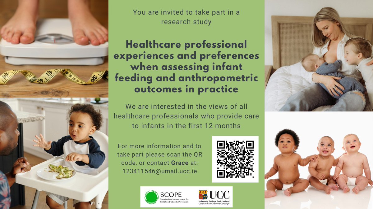 Open to all healthcare professionals internationally to participate in a brief online survey to better understand healthcare professionals' experiences and preferences when assessing infant feeding 0-12 months and anthropometric outcomes in practice 👉ucc.qualtrics.com/jfe/form/SV_1T…