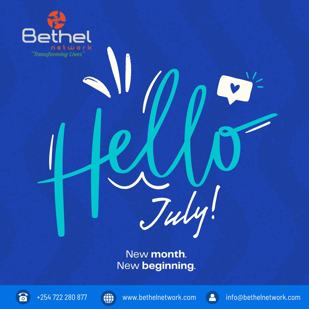 A new month brings new opportunities to grow, serve, and inspire change.
At Bethel Network, we remain committed to empowering communities, uplifting youth and women, and building a healthier, more hopeful tomorrow.
Let’s step into July with purpose, unity, and unstoppable energy.
