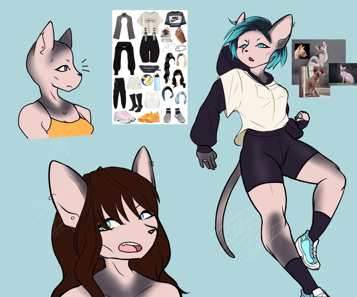 i did it again (months ago) her name is kendra and she is a sphynx that plays volleyball #anthro #furry #oc
