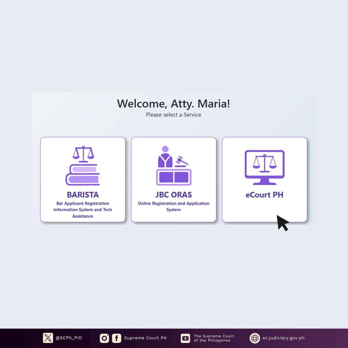 The #eCourtPH is finally online. Lawyers may now file and track their cases before the #SupremeCourtPH through this secure, convenient, and fully digital platform anytime, anywhere.

This is pursuant to A.M. No. 25-05-16-SC, or the Guidelines on the  Transition to Electronic