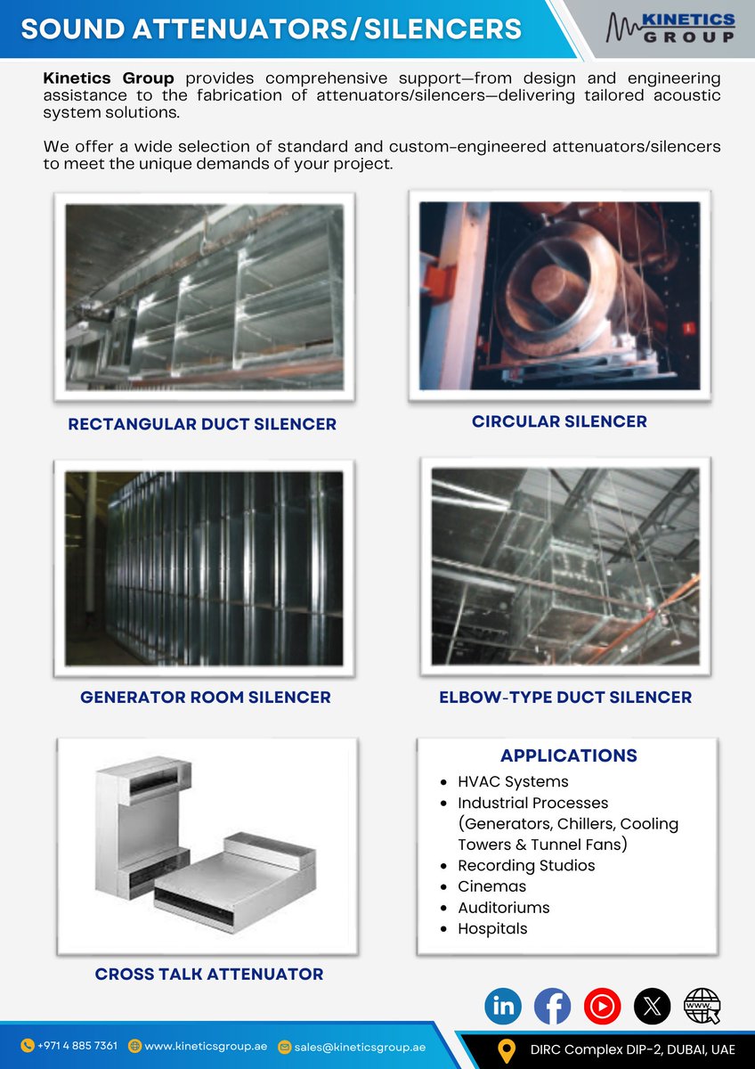 Kinetics Group (@kineticsme) on Twitter photo From design and engineering assistance to full fabrication, we offer tailored attenuator and silencer solutions built for performance, durability, and silence.
Check it here:
lnkd.in/d69neGeN
📌 Contact us:
📧sales@kineticsgroup.ae
📞+971 4 885 7361
#AcousticSolutions From design and engineering assistance to full fabrication, we offer tailored attenuator and silencer solutions built for performance, durability, and silence.
Check it here:
lnkd.in/d69neGeN
📌 Contact us:
📧sales@kineticsgroup.ae
📞+971 4 885 7361
#AcousticSolutions