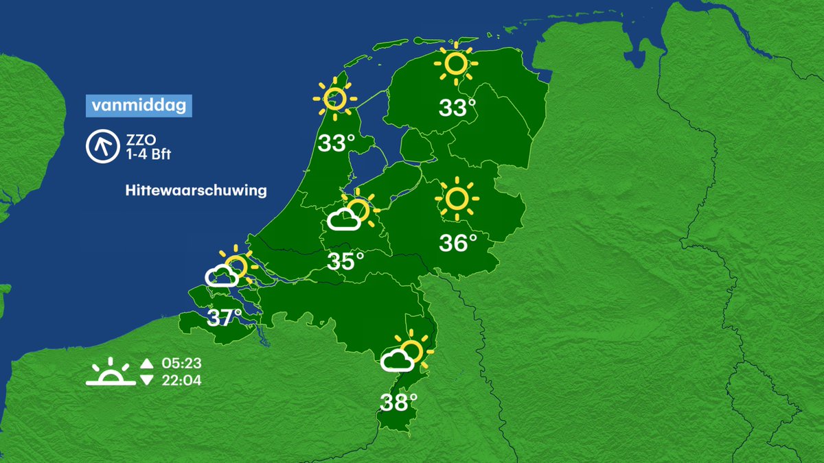 BuienRadarNL's tweet photo. Het was een nacht met grote verschillen: van 11 graden in Groningen tot 22 graden in Zeeland. Bij minima van 20 graden spreken we van een tropennacht. Vanmiddag gaan we warmterecords verbreken voor deze datum.
https://t.co/1zDhALKSDB
#tropennacht #hitte #dagrecord #hittegolf https://t.co/Ipc9xM5E01