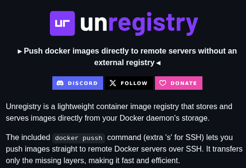 tom_doerr's tweet image. Push Docker images straight to remote servers over SSH, skipping external registries