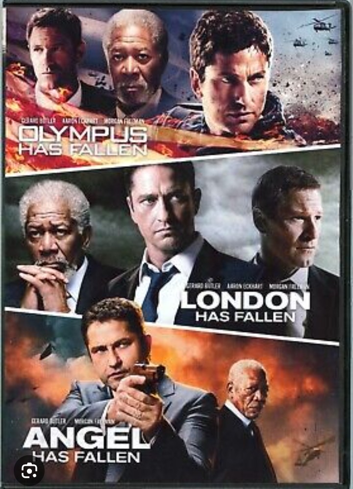 Gerard Buttler and Morgan  Freeman 

💥Olympus has fallen
💥London has fallen 
💥Angel has fallen 

🤝🤝🤝