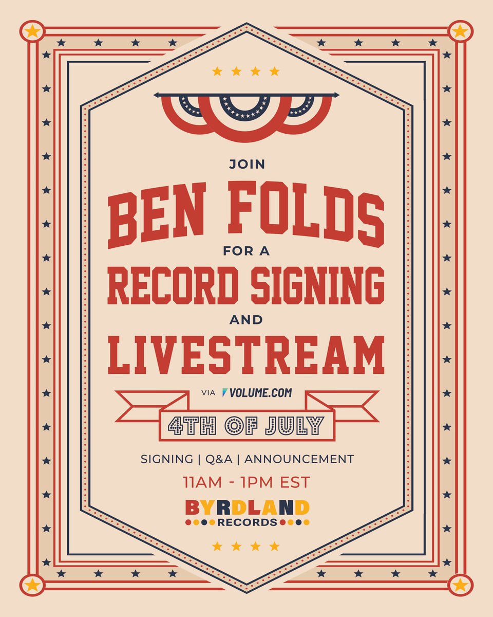 ICYMI we’re hosting Ben Folds for a signing and appearance on July 4th!!

INFO/FREE RSVP &gt; link.dice.fm/hP9gOotsDUb?sh…