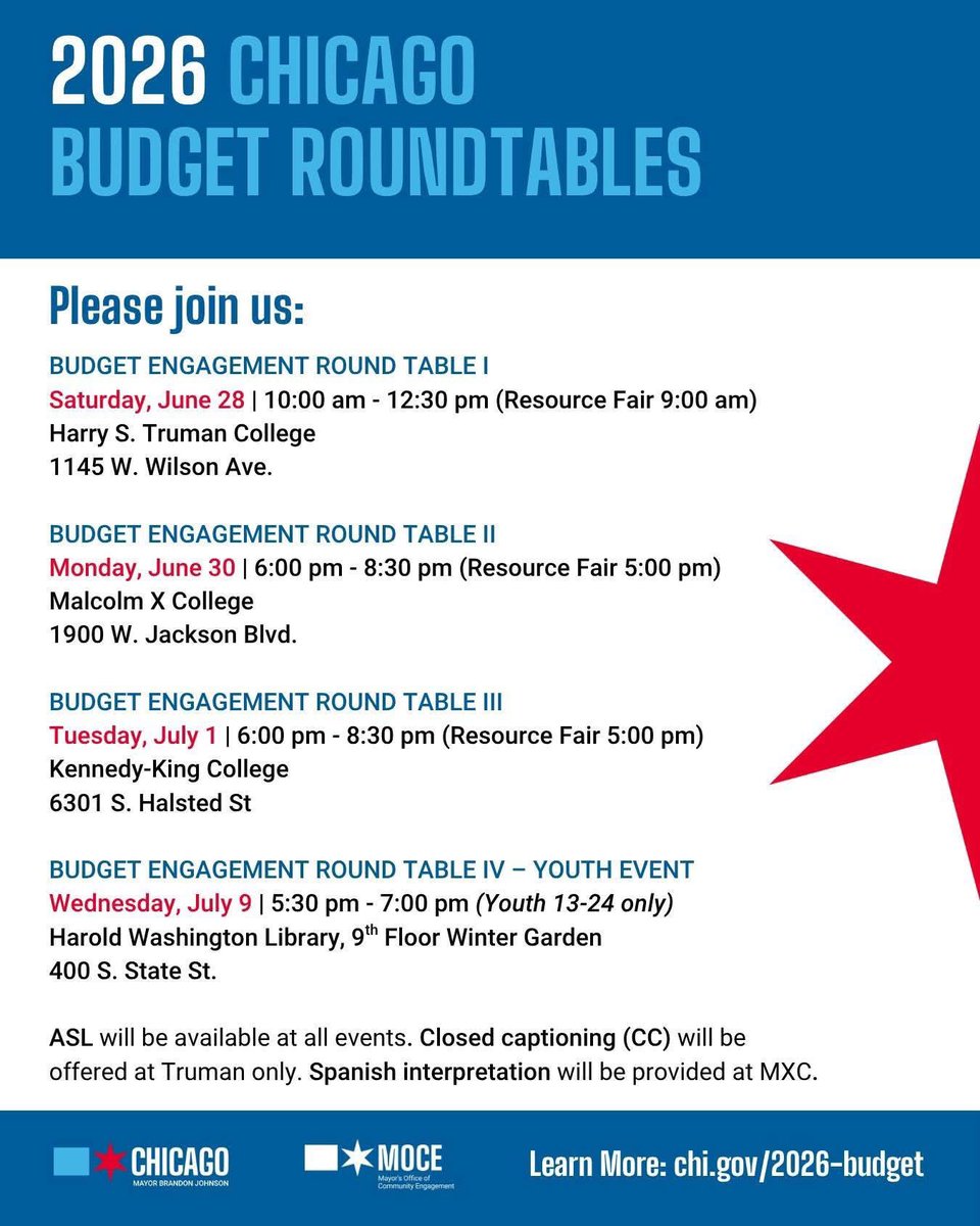 ChicagoCOPA's tweet image. Today, COPA was with @ChicagosMayor at the Chicago Budget Engagement Round Tables at @MX_College. COPA Deputy Chief Administrator Angela Hearts-Glass and Director of Mediation Daisha Muhammad participated in dialogue with Chicagoans to hear from them on the City's 2026 Budget