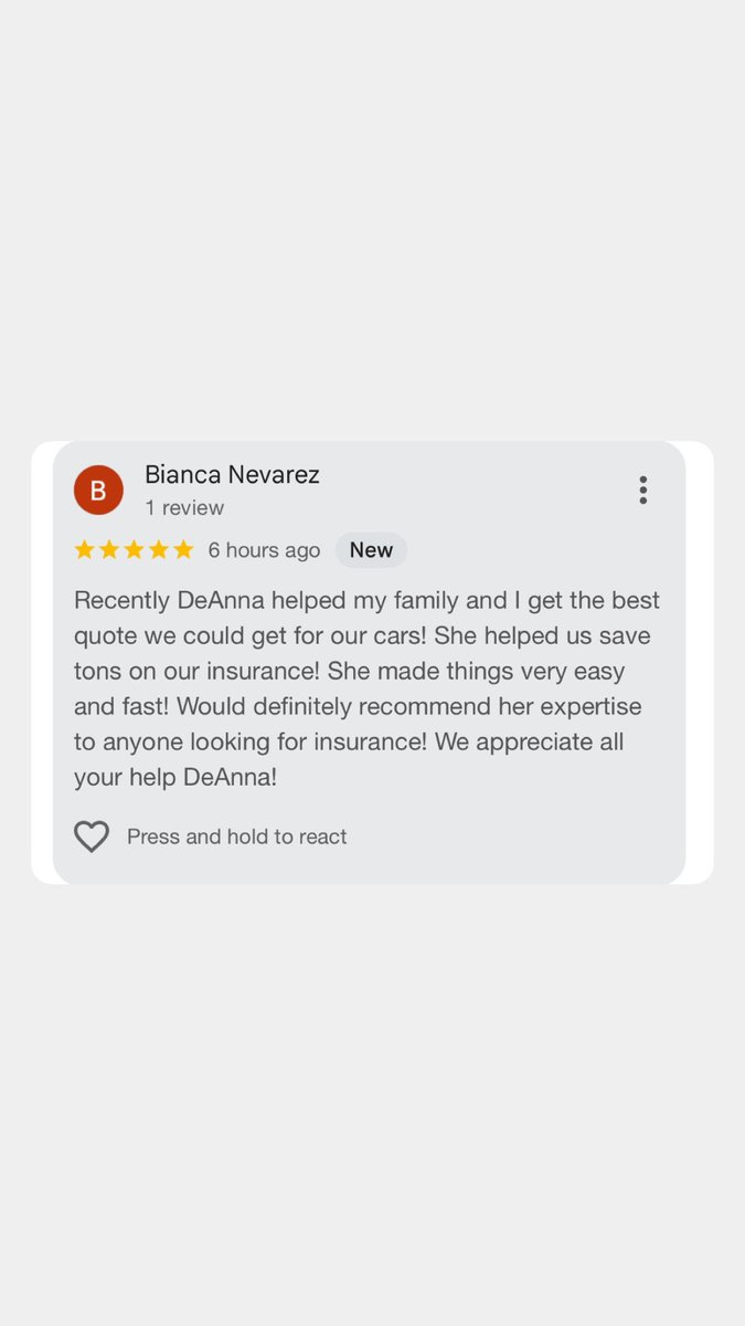 DeAnnasellsins's tweet image. Thank you to my amazing clients for trusting me with your insurance needs. 💙 Your feedback means everything! ⭐️⭐️⭐️⭐️⭐️

Call or Text me for a quote!  (720) 989-3688☎️

#denverinsurance #denverinsurancebroker