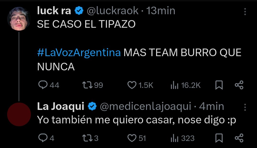 ¡MIRÁ <a href="/santilucia/">Santiago Lucía</a>!

Soy la <a href="/medicenlajoaqui/">La Joaqui</a> y vos el <a href="/luckraok/">luck ra</a> pero de bajo Flores 🤣