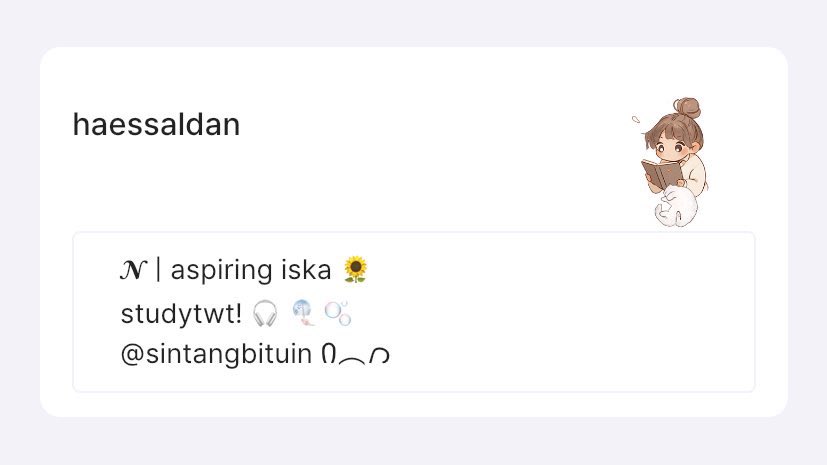 sintangbituin's tweet image. 📁 . . . restarting #studytwt 

about me! 
    🪷 nao 17 she/her 🇵🇭
    ☁️ shs - grade twelve
    👤 woman in humanities
    🍥 reviewing for cets

♡ or ↻ to be mutuals 🪻