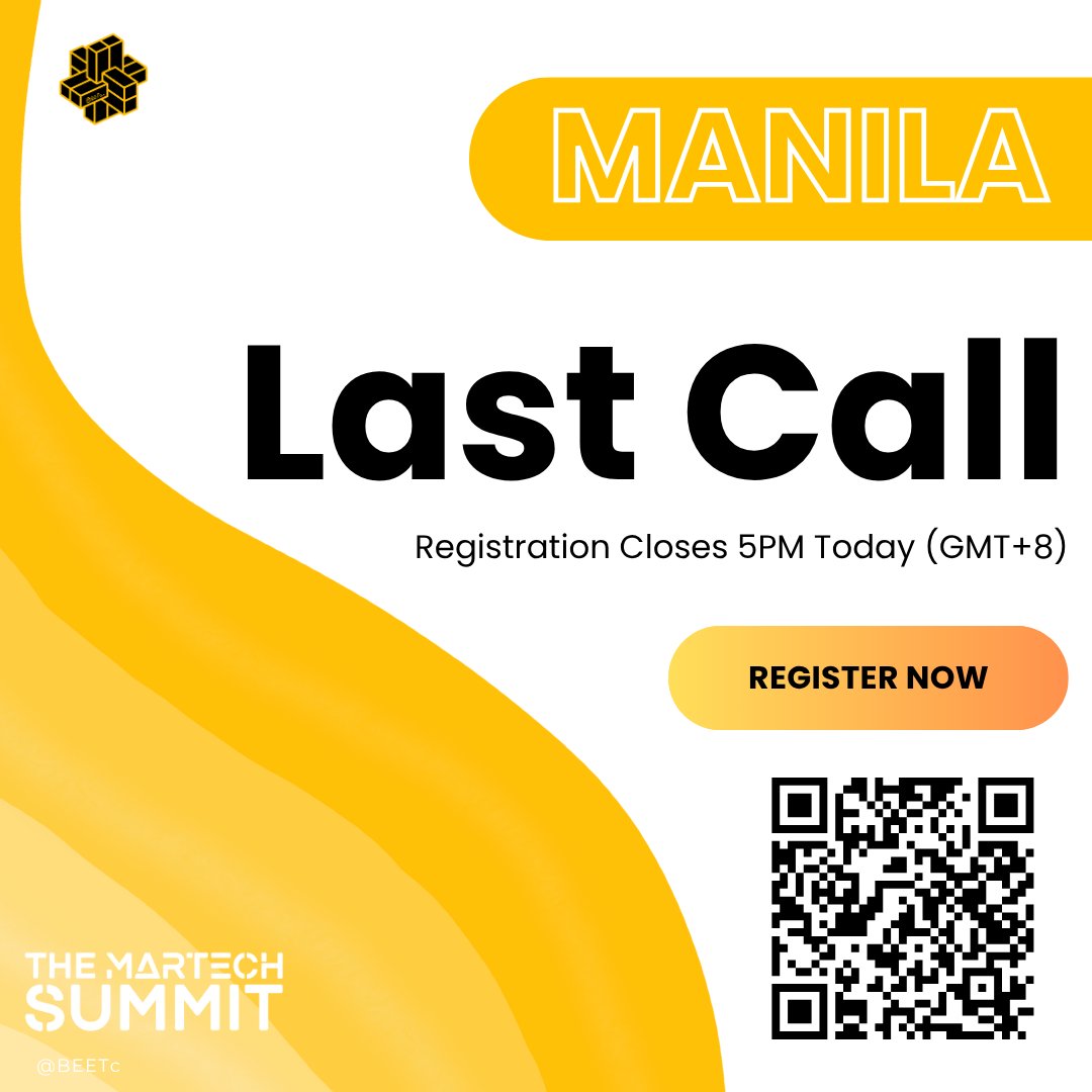 🚨 Final Countdown! Registration for The MarTech Summit #Manila closes TODAY at 5PM (GMT+8)!
Don’t miss out on the chance to connect with 200+ top marketing &amp; tech leaders tomorrow, 2 July, at Fairmont Makati!
⏳ Time’s running out - secure your spot NOW: loom.ly/5N1MlK4