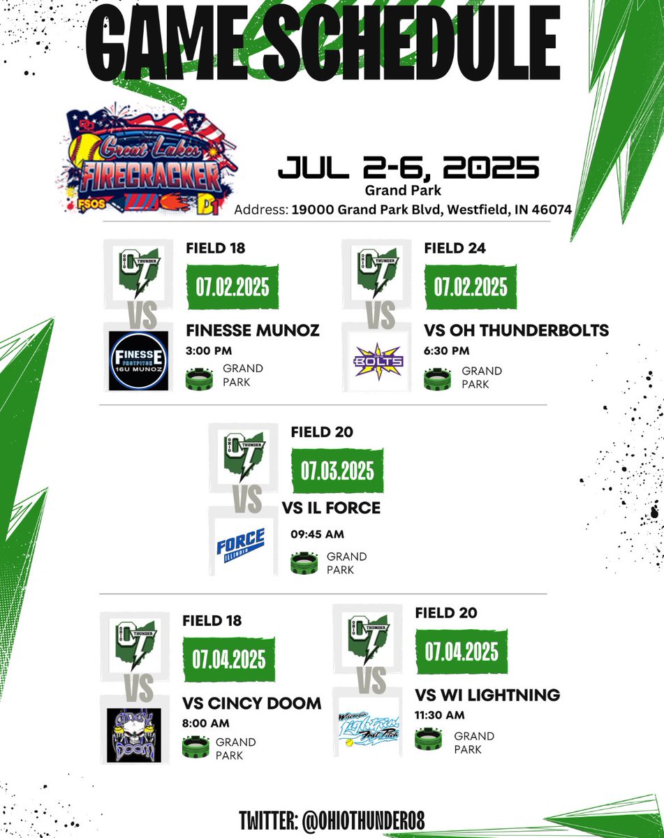 RaeganAdams2026's tweet photo. @OhioThunder08 schedule for this week. Come check us out!

@Franciscan_SB https://t.co/pYmoLpfNX9