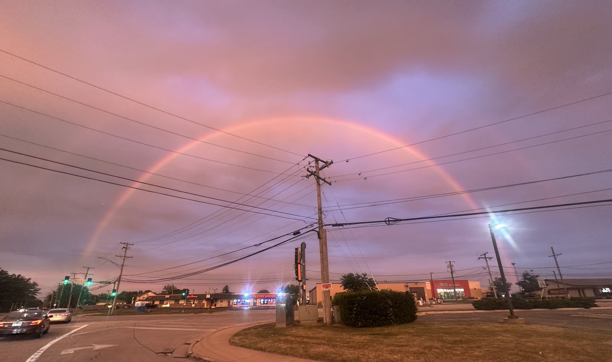 A rainbow over Oswego right now🌈🌈🌈 #rainbow #oswego #Illinois