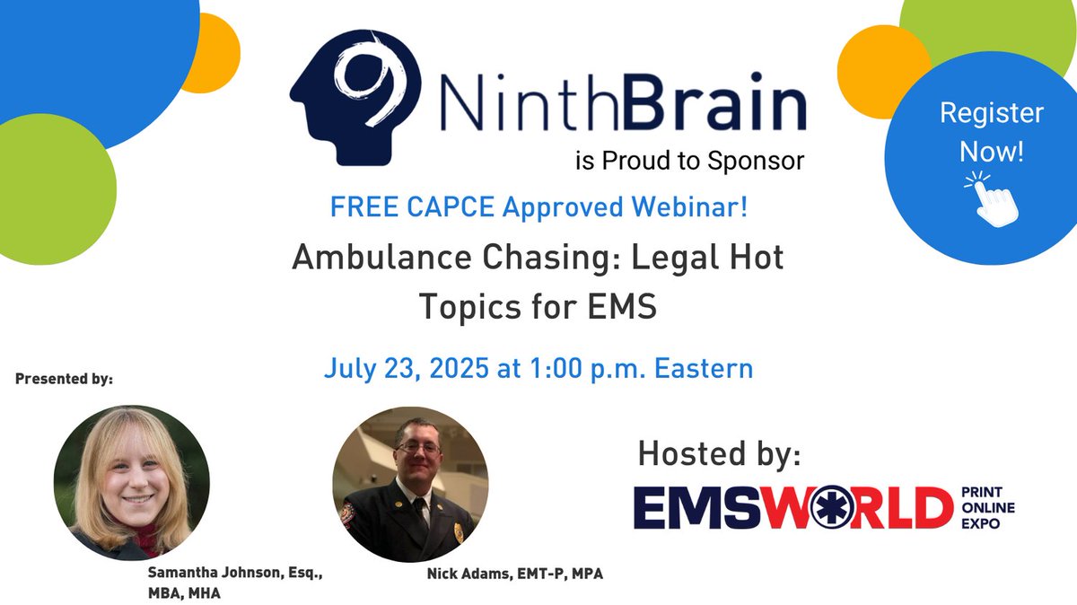 🚨 Stay Ahead of the Legal Curve in EMS!  Join EMS World for Ambulance Chasing: Legal Hot Topics in EMS — a must-attend free webinar exploring the rising tide of lawsuits against EMS providers.  Register now: hmp-global.swoogo.com/ambulance-chas…