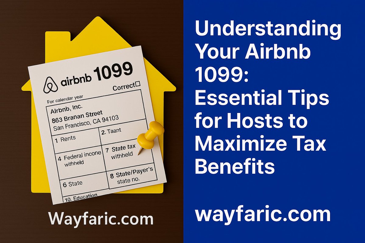 Wayfaric's tweet photo. Understanding Your Airbnb 1099: Essential Tips for Hosts to Maximize Tax Benefits
Read Full Article - https://t.co/TlVmzfCV7t

#AirbnbHost #TaxTips #1099Explained #Wayfaric #PassiveIncome #RentalIncome #SmartHosting #FinanceTips #HostLife #DigitalNomadFinance https://t.co/3FS5pnXxsy