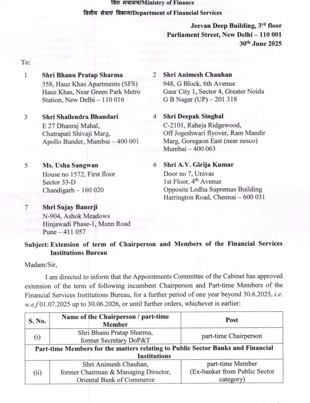 CNBCTV18Live's tweet photo. #FinanceMin says, Appointments Committee of the Cabinet has approved extension of the term of the Financial Services Institutions Bureau members by 1 year https://t.co/dPUHMccm6Q